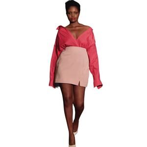 NWT 11 Honore Mini Skirt Women's Plus Size 22 Pink High Quality Lined Office NEW